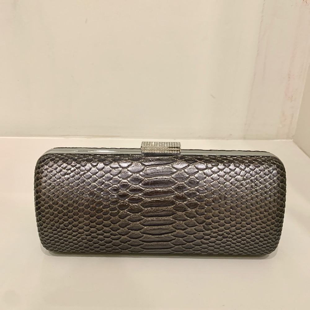 Chic Metallic Clutch with faux snakeskin Finish